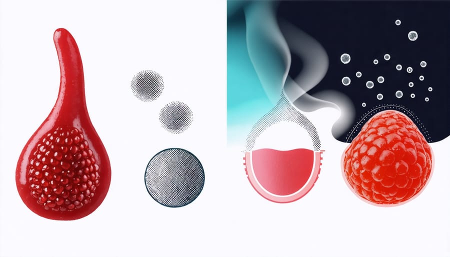 Scientific visualization of taste buds and vaping particles interaction
